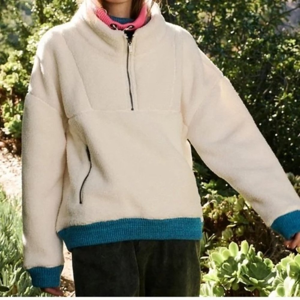 Free People FP Movement Over the Rainbow Fleece Pullover Sweatshirt Sz XL Teddy - Picture 3 of 10